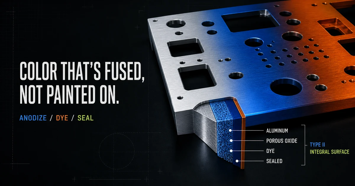 Anodized aluminum with integral color and oxide-layer inspection graphics