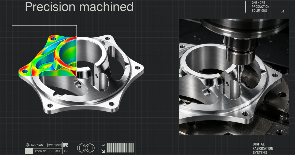 Precision-machined aluminum component shown through stress analysis and CNC milling