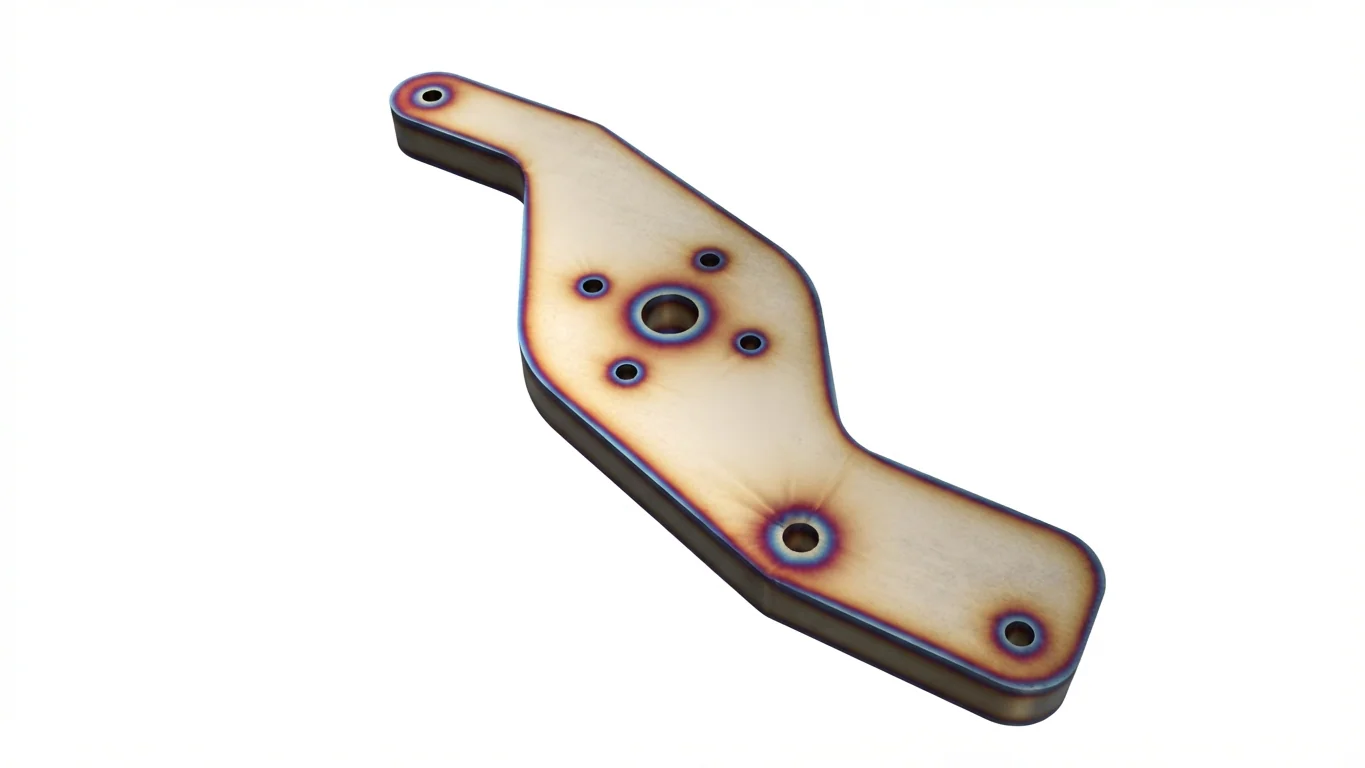 Example part showing a wider visible heat-tint zone after regular thermal cutting