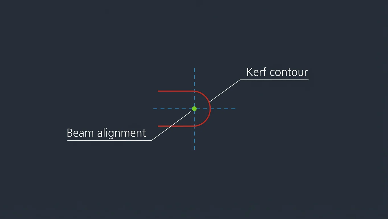 Illustration of laser kerf offset mapping